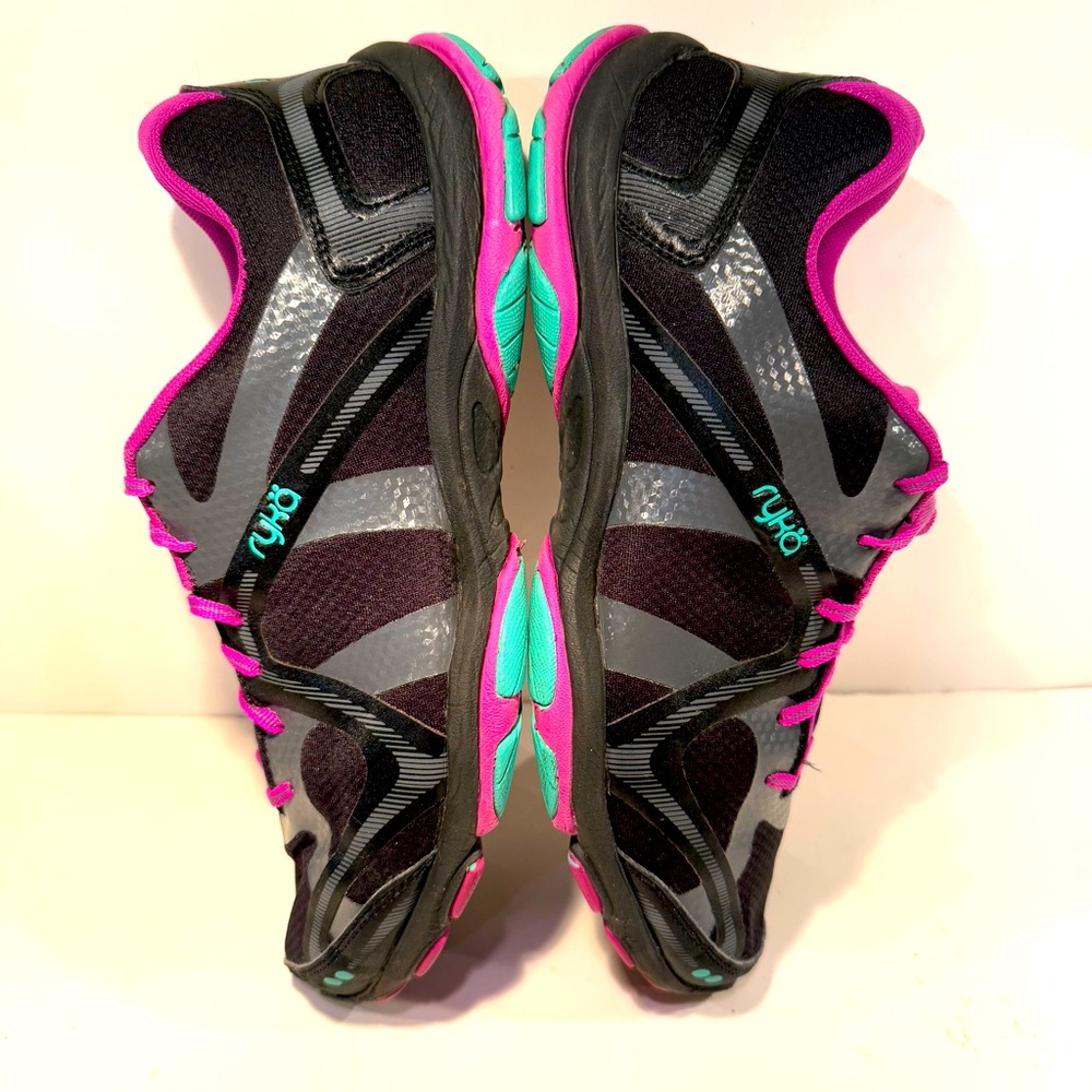 Ryka Influence Women’s Sz 9.5 Cross Training Trainer Black Pink Green Gym Shoes